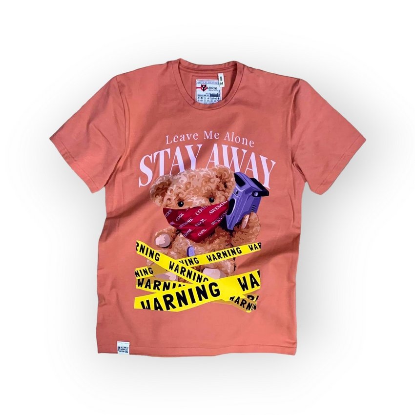 Футболка YADRIK Urban Ведмедик STAY AWAY стрейч кулір REGULAR FIT помаранчевий