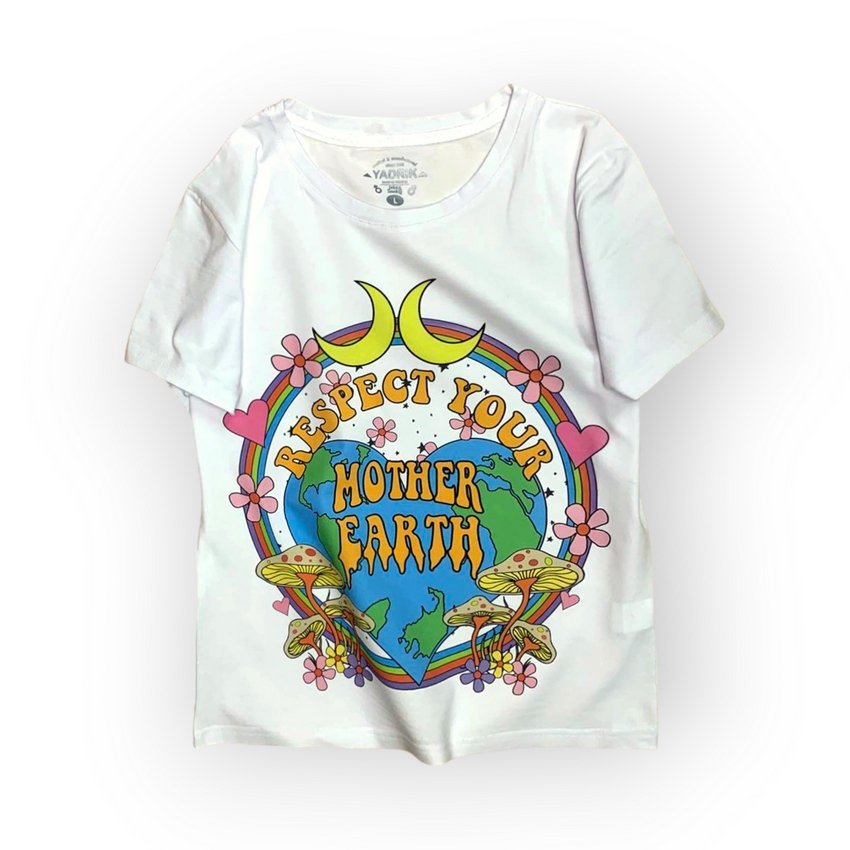 Футболка YADRIK Urban Respect you mother earth стрейч кулір REGULAR FIT білий